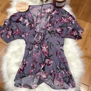 Charlotte Russe , Floral blouse wrap,short sleeve